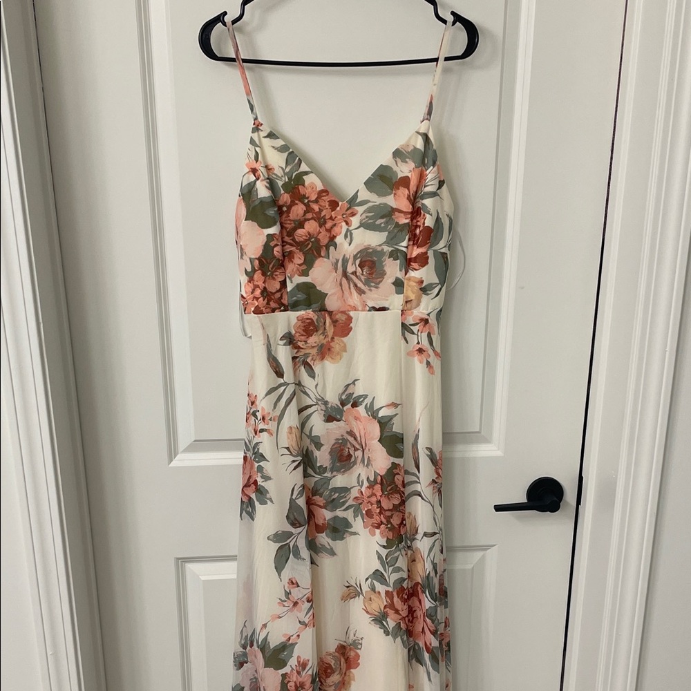 Lulu's Cream and Pink Floral Maxi Dress